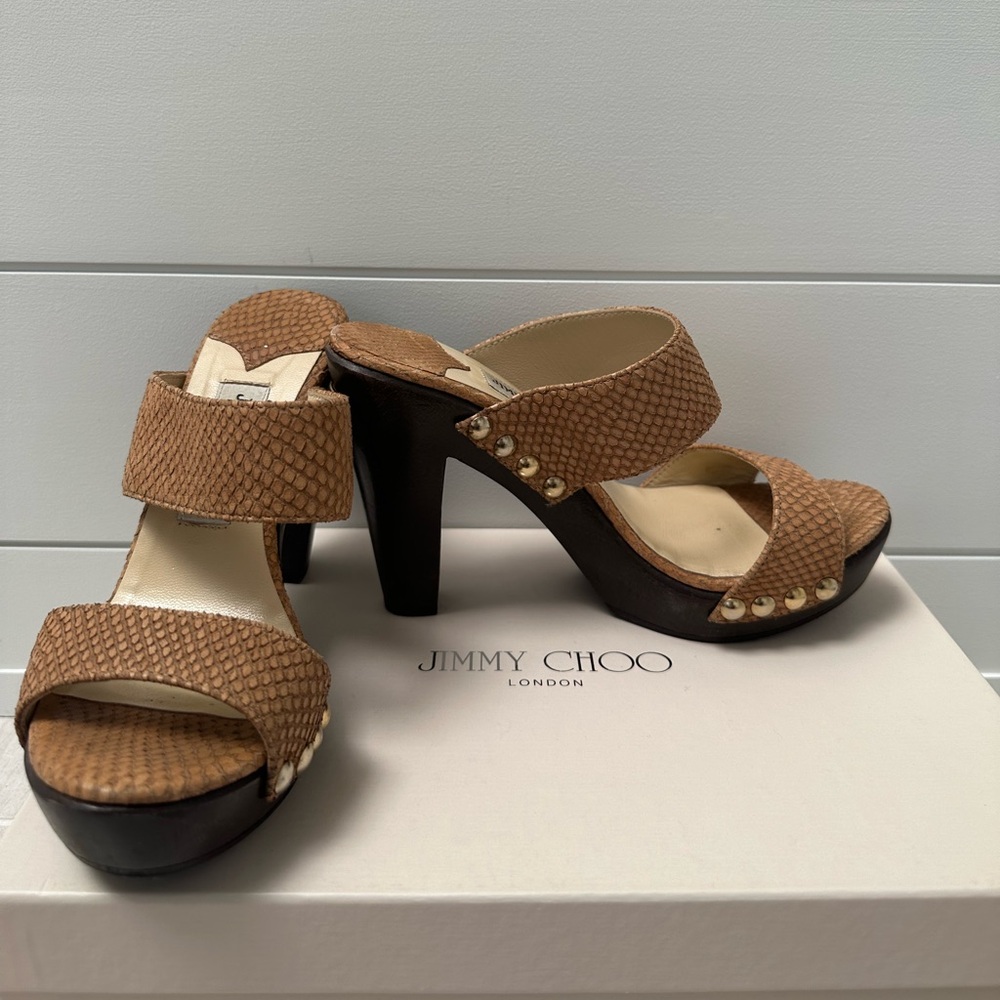 Jimmy Choo Ulrika Nude Studded Platform Sandal Heel